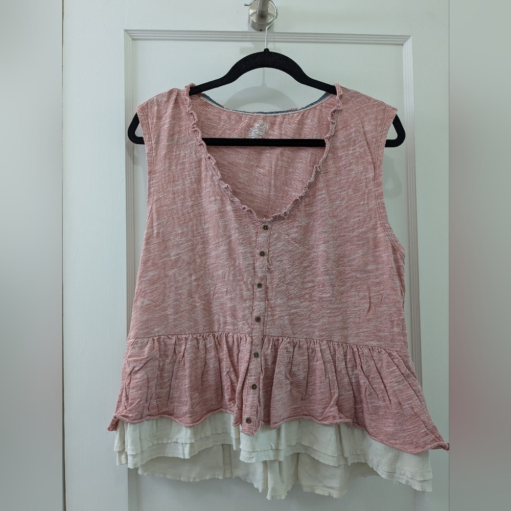 Pilcro Pink and White Tank Top with Elegant Design